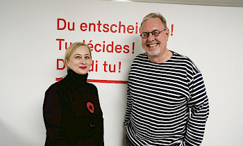 Sandrine Nikolic-Fuss von Kapers beim Austausch mit SEV-Präsident Matthias Hartwich.